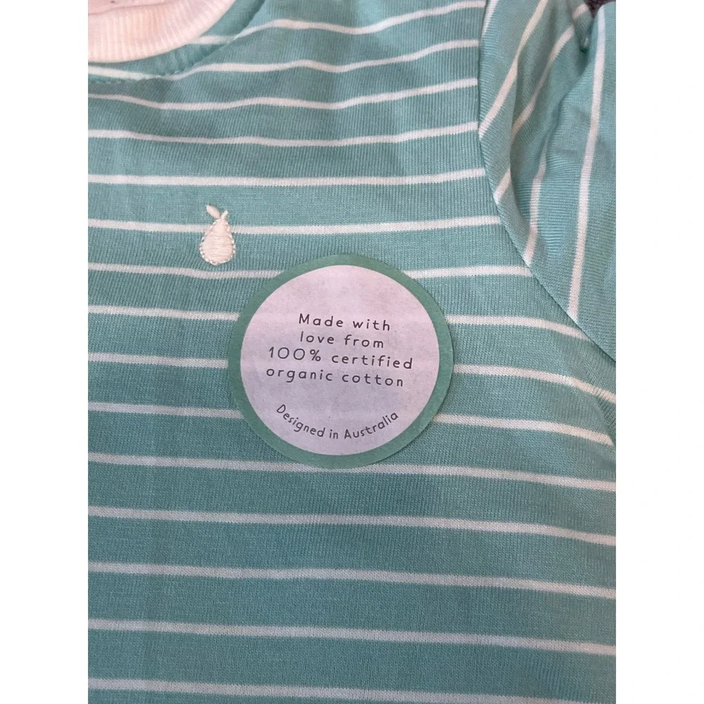 LittleGreen & Co. Baby Teal Striped Organic Cotton Padded Sleepsuit 2.0 TOG 3-6M